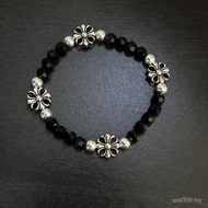 Obsidian Fashion Beads Couple Style Faceted Cross Flower 8mm Accessories Novel Trendy Bracelet Trend