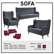 1+2+3 Seater Dark Grey Red Fabric Sofa Living Room Set Sofa Single Seater Arm Chair Victorian Crystal Sofa
