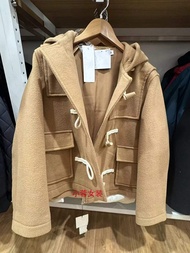 UNIQLO เสื้อโค้ทขนแกะสำหรับผู้หญิงเสื้อโค้ทห้องลองเสื้อเสื้อคลุมสั้นหลวม462739ฤดูหนาวสไตล์ญี่ปุ่นใหม