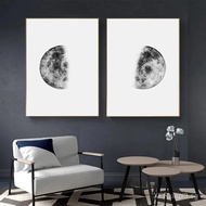 COD Black White Art Moon Phase Posters Aesthetic Canvas Prints Painting Wall Picture for Living Room