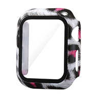 Suitable for Apple Watch iwatch654321Protective Case PC+Tempered Film Integrated Water Transfer Style Anti-Scratch Case Strap