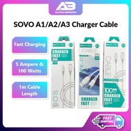 Alpha Borong 【100% Original】SOVO A1 / A2 / A3 FAST CHARGING dengan 5 Ampere 100 Watts - 1 Meter ( US