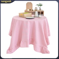 NYH | Farmhouse Style Tablecloth Rustic Table Decoration Farmhouse Style Round Tablecloth with Plaid