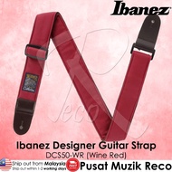Ibanez DCS50-WR Designer Designer Acoustic Electric Bass Guitar Strap DCS50 Wine Red Belt Gitar Kapok Akustik Elektrik