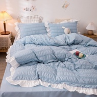 Three-piece Bedding Set Single Piece Dormitory Duvet Cover200Solid Color Bubble Gauze Washed Cotton 