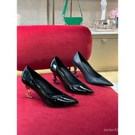 Saint Laurent YSL Metal High Heel Sandals - Patent Leather with Pointed Toe