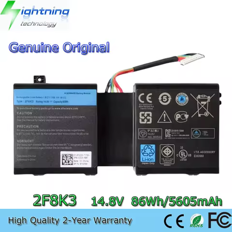 Genuine Laptop Battery 2F8K3 for Dell Alienware 17 R1 R3 17X M17X R5 18X M18X Series New