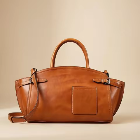 High-end leather Boston bowling bag niche design bowling handbag