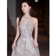 French Halter Light Luxury Toast Banquet Evening Dress
