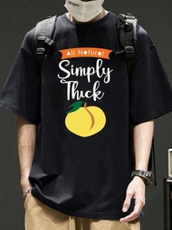男士夏季休閒水果和字母印花短袖T恤