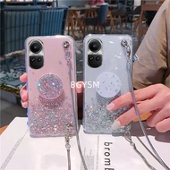 2023 Fashion Phone Case OPPO Reno10 Pro Reno 10/OPPO Reno10 Pro+5G Flashing Sequin Pattern with Phone Holder and Sling Chain Phone Case OPPO Reno10