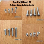 M5 Bolt (8 Thread Bolt 8) Stainless Length 1.5cm 2cm 2.5cm 3cm (M5x15 M5x20 M5x25 M5x30)