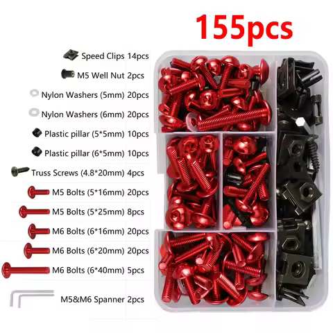 155PCS M5 M6 Motorcycle Bodywork Fairing Bolts for Honda CBR600F F2 F3 F4 F4i CBR600RR CBR900RR CBR1