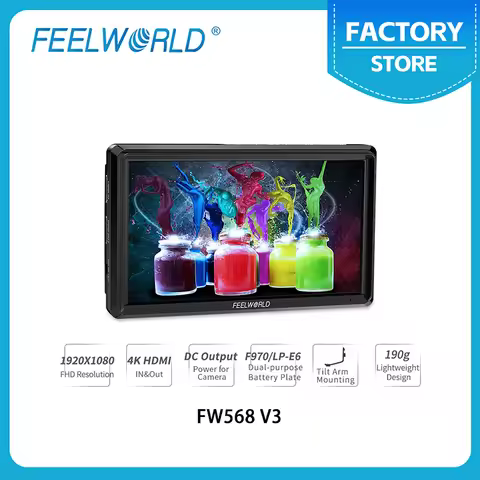 FEELWORLD FW568 V3 6 Inch DSLR Camera Field Monitor 3D LUT IPS FHD 1920x1080 HDMI Input Output with 