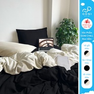 GONI CHILL duvet cover set in Milk Black - Elastic bed sheets 4-25cm high, sizes 1m, 1m2, 1m4, 1m6, 