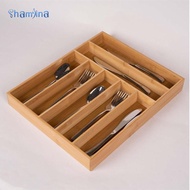 Shamjina Cutlery Storage Case Cutlery Holder Bamboo Space Saving Box Drawer Cutlery Storage Box