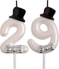 29th 92nd Birthday Candles, White 92 29 Year Old Cake Topper Cute Number Birthday Candles, Happy Bir