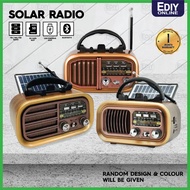 Retro Classical Vintage Rechargeable Power Bank Solar FM Radio USB TF Bluetooth Audio MP3 Music Play