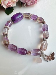 心忱-舒俱萊筒珠鑽切紫黃晶純銀設計手串8808