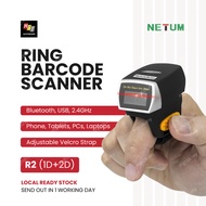 NETUM R2 Bluetooth Ring Barcode Scanner 2D Wireless QR Code Scaner 2.4G