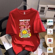 CODChinese New Year Family T-shirt For Women Baju Merah Tahun Baru Cina Men Pure Cotton Oversize Sho