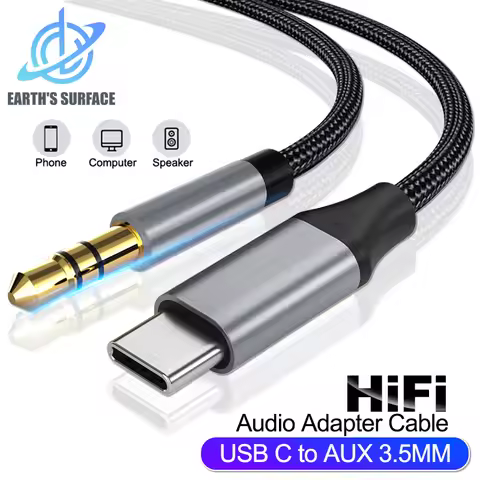 USB Type C to 3.5mm Jack Aux Audio Cable Car Speaker Adapter USB C Male to AUX Male Headphone Plug C