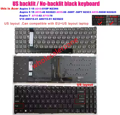 US Keyboard For Aspire 7 A715-51G A715-52 A715-78 A715-76 A715-76G N22Q3 Nitro V15 ANV15-41 ANV15-51