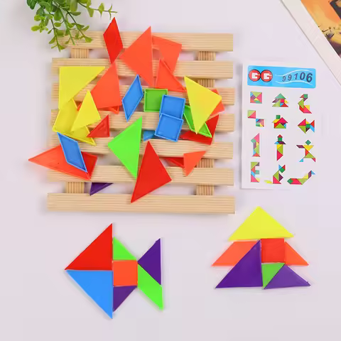 10bag/lot Mini Tangram Puzzle Colorful Puzzle Parent-child Game Toys Kids Birthday Gifts Party Favor