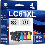 LC61XL High Yield Ink Cartridges 4 Pack Compatible for Brother LC61BK LC61C LC61M LC61Y LC65 LC61 In