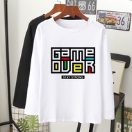 GAME OVER T-SHIRT Lengan Panjang Muslimah perempuan lelaki kain cotton baju labuh wanita longsleeve tshirt women men