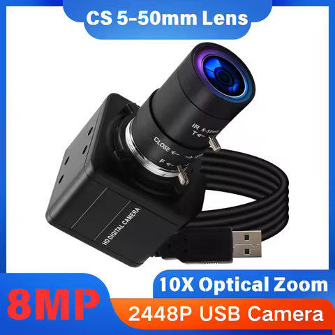 ELP 8MP Varifocal CS 5-50mm Lens USB Camera 10X Optical Zoom High Resolution Mini Webcam UVC For Zoo