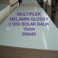Triplek/Multiplek melamin putih glossy (bolak balik) 15mm 200x50 cm