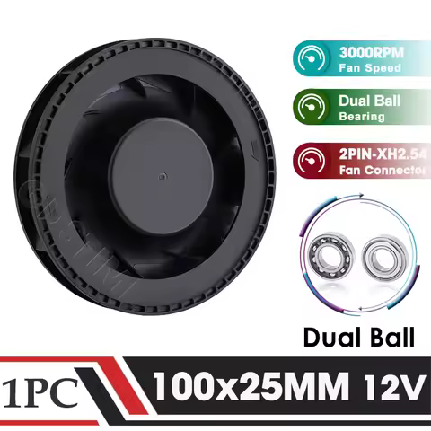 1Pcs Gdstime DC 12V Fan 100mm 100mmx100mmx25mm New Centrifugal Turbo Cooler Fan 10cm 100x25mm Dual B