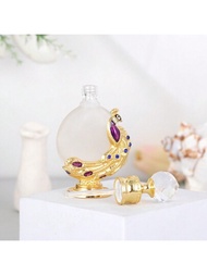 1入組精美裝飾玻璃香水瓶（附塗抹子），杜拜阿拉伯風格精油空瓶，化妝品罐，旅行/樣品/化妝品霜容器