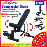 Commercial Bench Press Adjustable Dumbbell Gym Bench Weight Lifting Flat, Incline & Decline Built-in