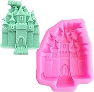 Fondant Mold 2 Pieces Castle Silicone Soap Mold Chocolate Cake Decoration Baking Mold