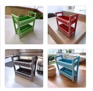 Rak 2 Susun Rak Serbaguna Keranjang Bumbu Dapur 2 susun Rattan Sintetis Kotak Persegi Panjang Rak mi