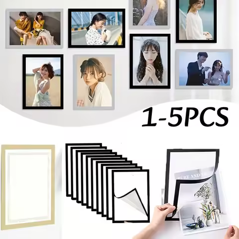 1-5pc Magnetic Wall Frame A4/A6 Self Adhesive No Punch Display Frame Wall Poster Frame Art Wall Stic