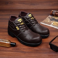 Original Caterpillar Champ Brown Safety Shoes Men Women Steel Toe Sefty Septi Saveti Shoes Cat Pom F