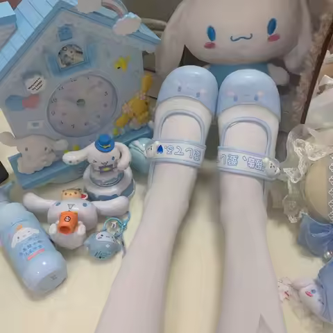 Anime Sanrio Cinnamoroll Kawaii Lovely Cartoon Japanese Style Lolita Shoes Cute Leather Shoes Indoor