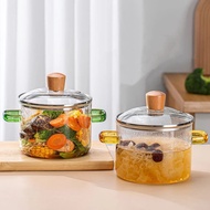 Clear Glass Cooking Pot with lid Clear Pots for Cooking,Saucepan Glass Pot for Cooking,Heat Resistant Glass Pots for Cooking on Stove,Multi-Function Stew Pot Glass Pot for Cooking 1800 ML