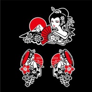 藝妓 日系風格 日本藝妓 設計師手繪 反光貼紙 防水車貼 機車貼紙