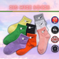 Nike Kid Socks Unisex Children Stocking Cotton Plain Short Stokin Kanak-Kanak Berwana Kapas Kualiti 