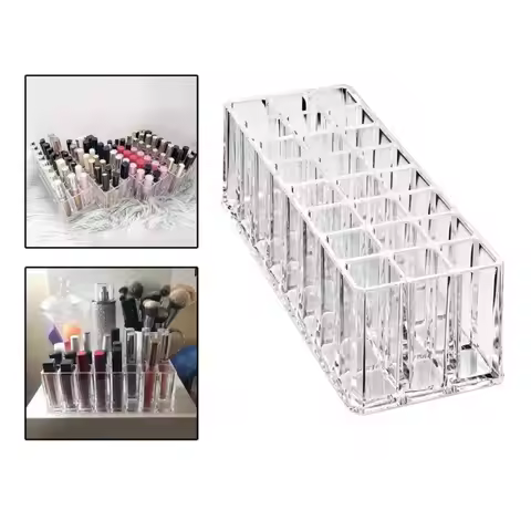 24-Slot Lipstick Holder Clear Acrylic Desktop Gloss Box Nail Cosmetic Stand
