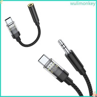 WU 14cm 100cm Male USB C to Male Female Connectors Headphone Plug Cable Type C to 3 5mm Adapter Conv