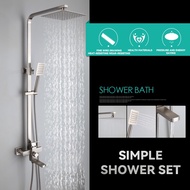 RUNZE Shower Head Set 304 Stainless Steel Square RainFall Shower Full Set Household Toilet Concealed Hot And Cold Faucet Mixing Valve