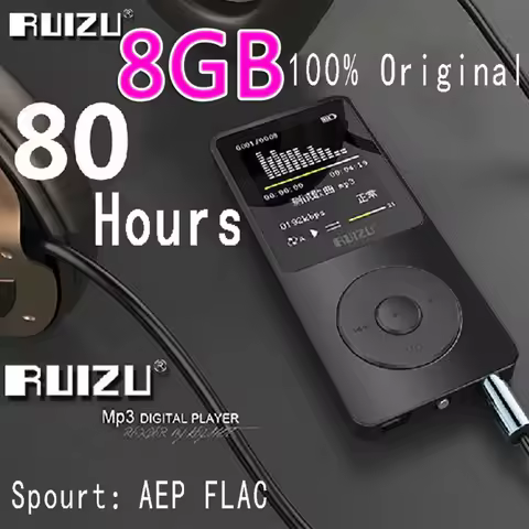 100% Original RUIZU X02 MP3 Player With 1.8 Inch Screen Can Play 100 hours, 8gb With FM,E-Book,Clock