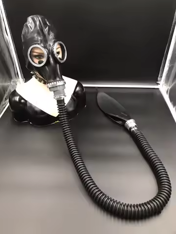 Womens All-Inclusive Fetish Gas Breathing Mask/Bag Set Latex seal up Accessory Mens Cosplay Mask bla