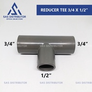 Vlok Tee 3/4 x 1/2" inch PVC Socket / Reducer Tee 3/4 x 1/2" inch AW / Tee 0.75 x 0.5" dim / Letter 
