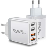 European USB C Charger 2 Pack, 55W European Travel Plug Adapter 4-Port Fast Charger Type C Wall Char